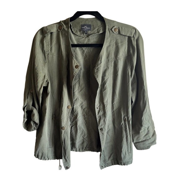 Market & Spruce Size M Woman's Zip up/button Army green Military style jacket - Picture 1 of 6